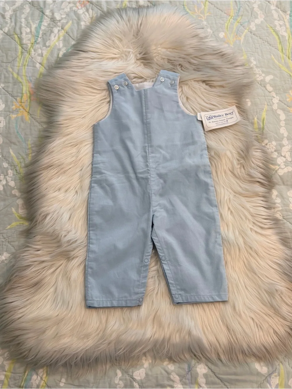 The Bailey Boys Baby Light Blue Corduroy Longall | 9M